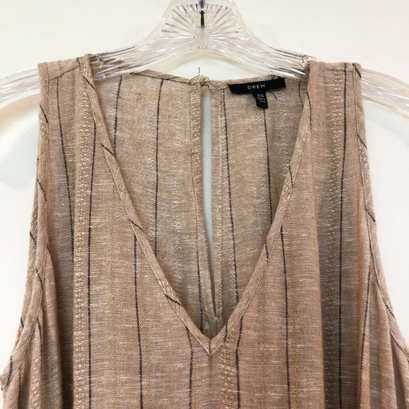 DREW Linen-Blend Tie Front V Neck Striped Jumpsuit - Picture 10 of 14